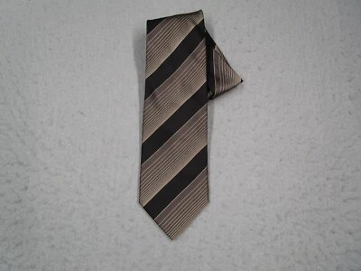 Giorgio Armani Neck Tie Mens Brown Striped Silk Designer Workwear Made in Italy - Image 1 of 4