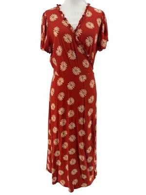 Vestido midi para mujer Madewell naranja Daisy Daydream con volantes talla grande Foto 1 de 4