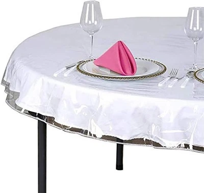 SOFINNI Clear Plastic Tablecloth Protector, Round Table 60" Round,  - Image 1 of 2