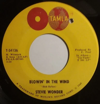 STEVIE WONDER 45 BLOWIN' IN THE WIND / AIN'T THAT ASKING FOR TROUBLE TAMLA 54136 Foto 1 de 2