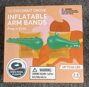 Crocodile Swimming Inflatable Arm Bands Ages 3-6 years Up To 66 Lbs Floaties - Picture 1 of 10