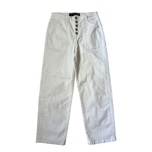 Pantalones de mezclilla Veronica Beard Crosbie blancos recortados tiro alto 25 - Imagen 1 de 5