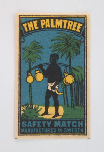 Palm tree safety match vintage Sweden Poland matchbox advertising label