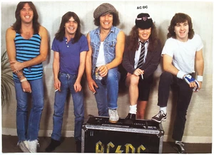 AC/DC ANGUS YOUNG / RATT ROBBIN CROSBY VTG 1980'S MAGAZINE PINUP POSTER CLIPPING - Picture 1 of 4