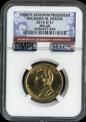2016-D Richard Nixon Dollar NGC MS68 Business - 37th U.S President - Image 1 of 2