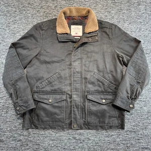Fat Face Jacket Mens Size XL Brown Wax Utility Military Chore Heavy Sherpa Lined - Picture 1 of 10