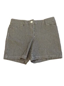 women's JONES NEW YORK Seersucker Shorts~Sz.10~Navy/White~34x5.5"~Stretch - Picture 1 of 5