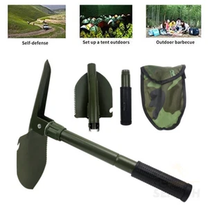 Compact Folding Shovel Portable Spade Camping Gardening Snow Digger Green &Case - Picture 1 of 4