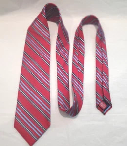 Corbata hecha a mano Chaps para hombre 100 % seda roja azul negra blanca a rayas diagonales - Imagen 1 de 6