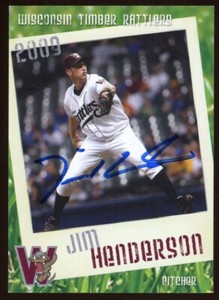 2009 Wisconsin Timber Rattlers JIM HENDERSON Signed Card autograph AUTO BREWERS.
