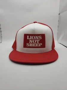 Lions Not Sheep Trucker Hat Mesh Red / White - Picture 1 of 5