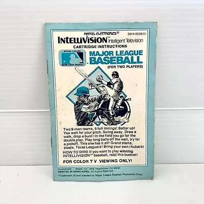 Mattel Intellivision Major League Baseball Cartridge Instructions - Free Postage - Image 1 of 2