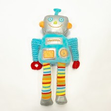 Madison Chic Blue Stripe Happy Robot Plush 15” Stuffed Toy 2013