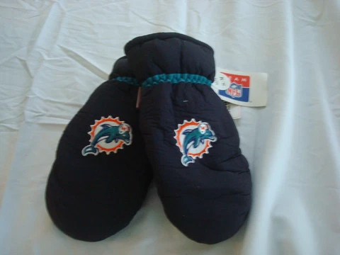 Kids Size 4-7 MIAMI DOLPHINS   Thinsulate Fleece Mittens Black Gloves G-cap Cover
