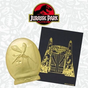 Jurassic Park Mosquito 24K Gold Plated Premium Pin Badge - Limited Edition - New - Foto 1 di 5