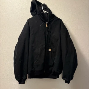 Vintage Carhartt Canvas Bomber Work Jacket Size XL Black Workwear 125 Year Ann - Picture 1 of 12