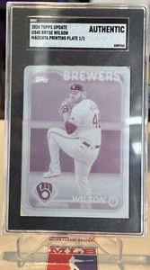 2024 Topps Update US45 Bryse Wilson Magenta Printing Plate **1 of 1** - Picture 1 of 3