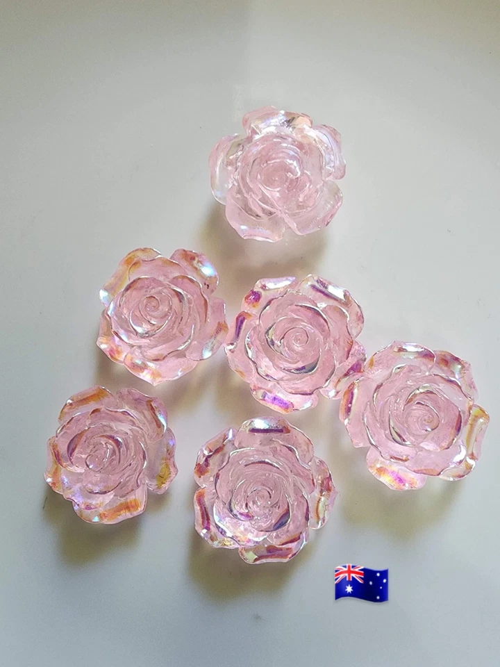 Cabochão 10 peças 20 mm rosa rosa brilhante AB resina traseira plana - Imagem 1 de 1