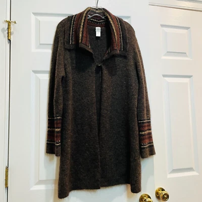 Cárdigan Plumero Largo Mezcla Mohair Lana Pequeña Granate Hill Marrón Acogedor Suave Botón Foto 1 de 4