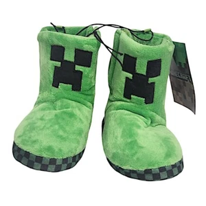 Minecraft Creeper Green 3D Boots Kids Winter Slipper Shoes New - Picture 1 of 12