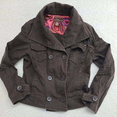 Chaqueta Bandolino Mujer Mediana Marrón Corta Motociclista Denim Doble Pecho Foto 1 de 4