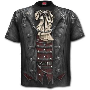 Steampunk Gothic Biker Rock Metal Vampire Victorian Skull Bat 3D Graphic T-shirt