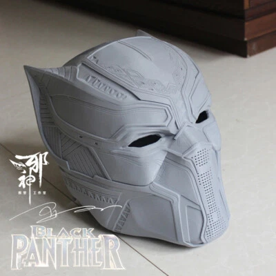 Black Panther Cosplay Helmet Full Face Mask Wearable 3D Print Unpainted COS Prop - Image 1 of 4