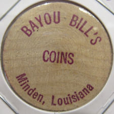 Vintage Bayou Bill's Coins Minden, LA Wooden Nickel - Token Louisiana