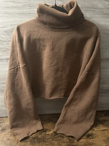Oak And Fort Cropped Braun Sweatshirt Damen Größe M Stretch Rollkragen - Bild 1 von 4