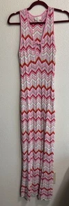 Torn By Ronny Kobo Pink Knit Chevron Sleeveless Pullover Maxi Dress Size Large - Picture 1 of 10