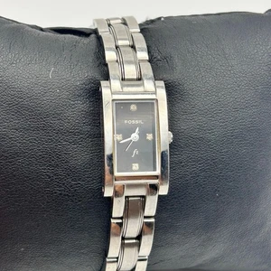 Fossil Silver Tone Black Dial Stainless Steel Women’s Watch New Battery - Picture 1 of 8