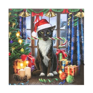 Krampus by Lisa Parker Weihnachten schwarz weiß Katze Leucht Leinwand 30 x 30 cm NEU - Bild 1 von 3