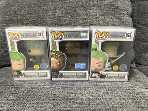 Funko POP! One Piece Plus Roronoa Zoro Bronze Statue Figur #1901 & GITD 327+923 - Bild 1 von 6