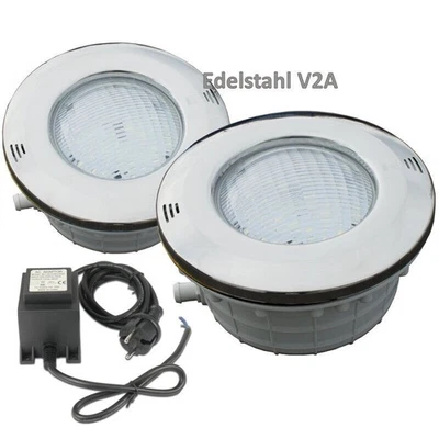 2 x Unterwasserscheinwerfer mit LED - Blende Edelstahl inkl. Trafo als Set TOP ! - Bild 1 von 4