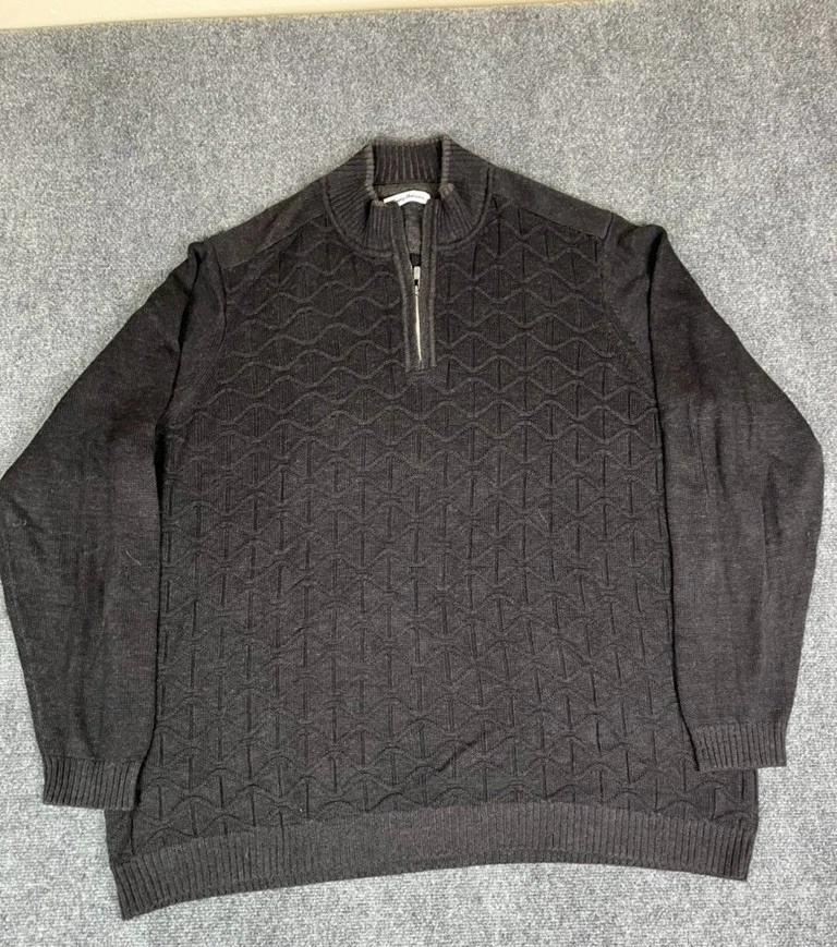 Tommy Bahama 1/4 Zip Sweater Men's Gray  Long Sleeve Knit Cotton Size 3XLT - Image 1 of 4