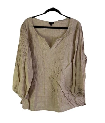 Talbots Womens 2XL Linen Popover Shirt Flowy Gauzy Lagenlook - Image 1 of 4