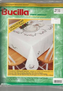 Pfaltzgraff Winterberry Stamped Embroidery Tablecloth 60 by 90" Kit Bucilla New - Picture 1 of 1