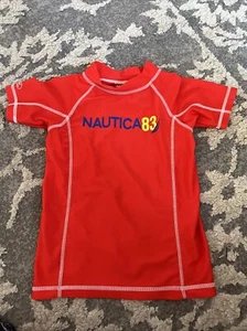 Nautica Rash Guard SWIM Shirt Kids Boys Size Small (4) Orange - Picture 1 of 6