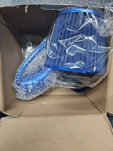 Car Cold Air Intake Filter Induction Kit 3" Pipe Aluminum Power Flow System Blue - Picture 1 of 6
