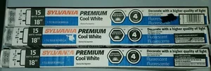 9ct. Sylvania F15T12/DCW/RP Cool White Fluorescent Tube Lamp Bulb 18 inch 15W - Picture 1 of 1