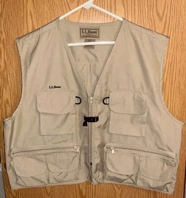 Chaleco de pesca con mosca LL Bean para hombre talla XL cremallera completa cemento excelente estado Foto 1 de 4
