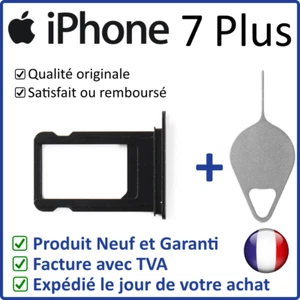 TIROIR SUPPORT CARTE SIM DE L'IPHONE 7 PLUS NOIR + OUTIL - Photo 1 sur 4