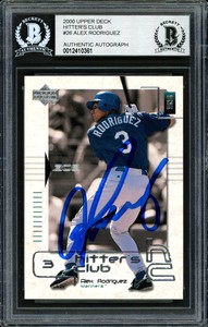 Alex Rodriguez Autographed 2000 Upper Deck Hitter's Club Card Beckett 12410361