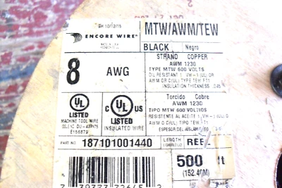 qty 13 lbs - Encore MTW / AWM / TEW 8 awg Strand New on Spool - Image 1 of 4