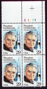 Scott #2699 Theodore von Kaman (Rocket Scientist) Plate Block of 4 Stamps - MNH - Picture 1 of 2