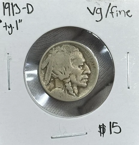 1913-D Type 1 Buffalo Nickel VG Cover