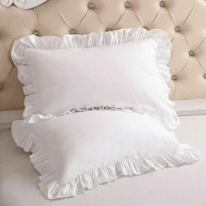 100% Baumwolle Kissenbezug Rüsche Rüschen Pure Kissen Slip Abdeckung Lolita Süß - Bild 1 von 5