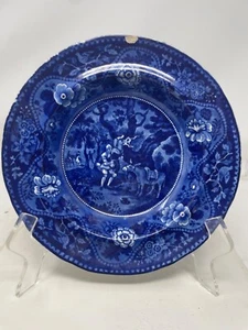 Dark Blue Don Quixote 9.75" Soup Bowl Staffordshire ~1825 Clews Transfer Plate - Picture 1 of 6