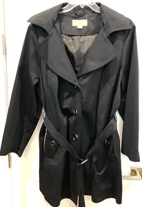 Women's Michael Kors Navy Blue Hooded and Belted Rain Coat Size 2X - Picture 1 of 2