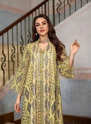 Vestido étnico de malla bordado Abaya Dubai fiesta bata vestido musulmán mujer ropa Foto 1 de 4